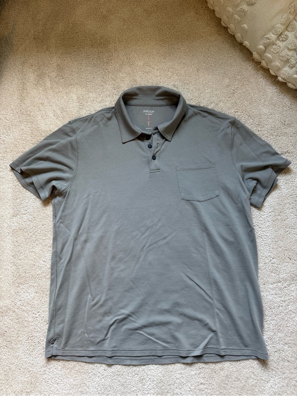Proof Men's Short-Sleeve Polo in Slate Gray with Chest Pocket